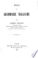 Essai de grammaire malgache