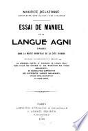 Essai de manuel de la langue agni