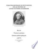 ESSAI PHILOSOPHIQUE DE FRITZ DUFOUR SUR LES ŒUVRES DE LOUISE VICTORINE ACKERMANN