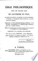Essai philosophique sur le grand art de gouverner un état