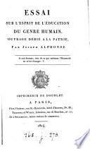 Essai sur l'esprit de l'education du genre humain