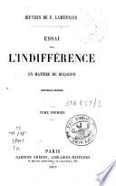 Essai sur l'Indifference en Matiere de Religion