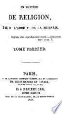 Essai sur l'indifférence en matière de religion