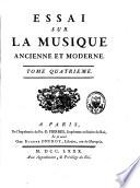 Essai sur la musique ancienne et moderne