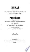 Essai sur la valeur de la Constitution de l ́Église Apostolique pour la constitution des Eglises actuelles