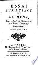 Essai sur les alimens, pour servir de commentaire aux livres diététiques d'Hippocrate