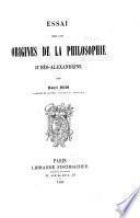 Essai sur les origines de la philosophie judéo-alexandrine