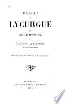 Essai sur Lycurgue et ses institutions