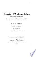 Essais d'automobiles (moteur-transmission) effectués au Laboratoire de l'École polytechnique de Berlin