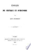 Essais de critique et d'histoire