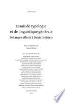 Essais de typologie et de linguistique générale