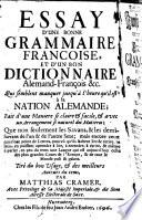 Essay d'une bonne Grammaire Françoise