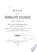 Etat de la généralité d'Alençon sous Louis XIV