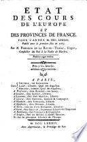 Etat des Cours de l'Europe et des Provinces de France pour l'année ...