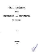 État présent de la noblesse du royaume de Belgique