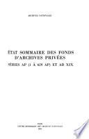 État sommaire des fonds d'archives privées