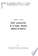 Étude grammaticale de la langue mbandza (dialecte de báláwo)