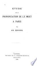 Étude sur la prononciation de l'e muet à Paris