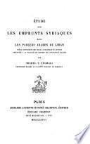 Etude sur les emprunts Syriaques dans les parlers arabes du Liban