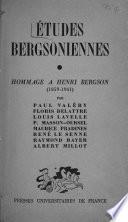 Études Bergsoniennes, hommage à Henri Bergson (1859-1941)