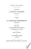 Etudes critiques sur la littérature contemporaine