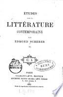 Etudes critiques sur la littérature contemporaine