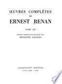 Études d'histoire religieuse. Le Livre de Job. Le Cantique des cantiques. L'Ecclésiaste. Conférences d'Angleterre. Nouvelles études d'histoire religieuse