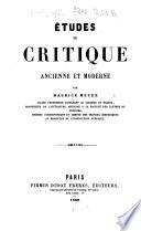 Études de critique ancienne et moderne