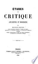 Études de critique ancienne et moderne