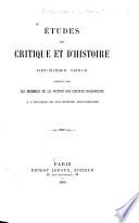 Études de critique et d'histoire
