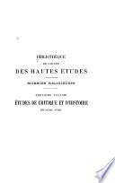 Études de critique et d'histoire