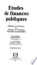 Etudes de finances publiques