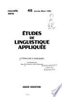 Etudes de linguistique appliquée