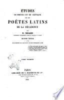 Etudes de moeurs et de critique sur les poetes latins de la decadence par D. Nisard