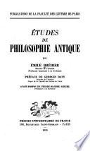 Études de philosophie antique