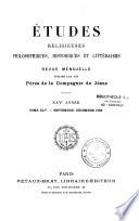 Etudes religieuses, historiques et littéraires