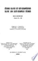 Etudes Slaves Et Est-européennes