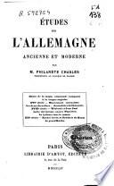 Études sur l'Allemagne ancienne et moderne