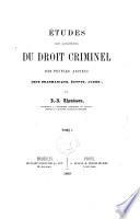 Etudes sur l'histoire du droit criminel des peuples anciens Inde Brahmanique, Egypte, Judee par J. J. Thonissen