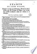 Examen du sieur Ricard nommé à la cure de celle neuve, diocese de Montpellier, par m. l'evêque de Toulon, qui en qualité d'abbé d'Aniane a droit de nommer à ce benefice