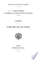 Examen du tarif des fils de coton