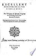 Excellent discours de la vie et de la mort