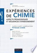 Expériences de chimie - Aspects pédagogiques et séquences d'enseignement - Capes/Agrégation