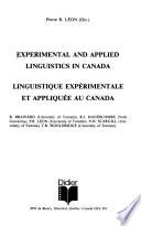 Experimental and Applied Linguistics in Canada