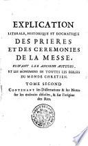Explication littérale, historique et dogmatique des prières et des cérémonies de la messe, par Pierre Lebrun