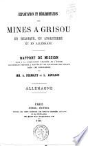 Exploitation et Réglementation des Mines à Grisou en Belgique, en Angleterre et en Allemagne