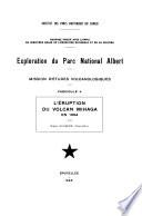 Exploration du Parc national Albert, Mission d'études volcanologiques: Egoroff, B. L'éruption du volcan Mihaga en 1954