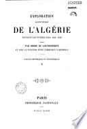 Exploration scientifique de l'Algérie pendant les années 1840, 1841, 1842,.
