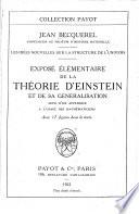 Expose Elementaire de la Theorie D'Einstein Et de Sa Generalisation