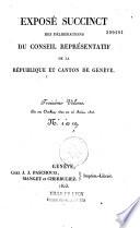 Exposé succinct des déliberations du Conseil Représentatif de la République et Canton de Genève